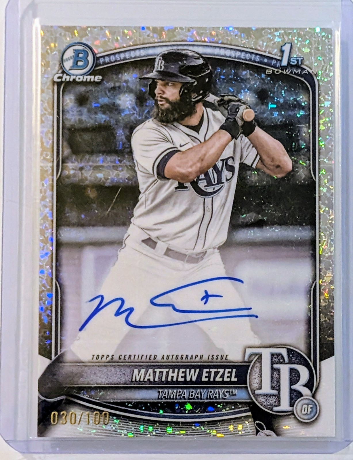 🔥2025 Bowman Chrome Matthew Etzel 1st Bowman Mini Diamond Refractor Auto /100