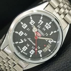 JAPAN VINTAGE REFURBISHED SEIKO 5 AUTOMATIC MENS BLACK DIAL WATCH a443733-1