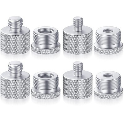 8 Pcs Mic Stand Adapter Set 5/8 to 3/8 & 1/4 Screw Thread for Microphone Silver