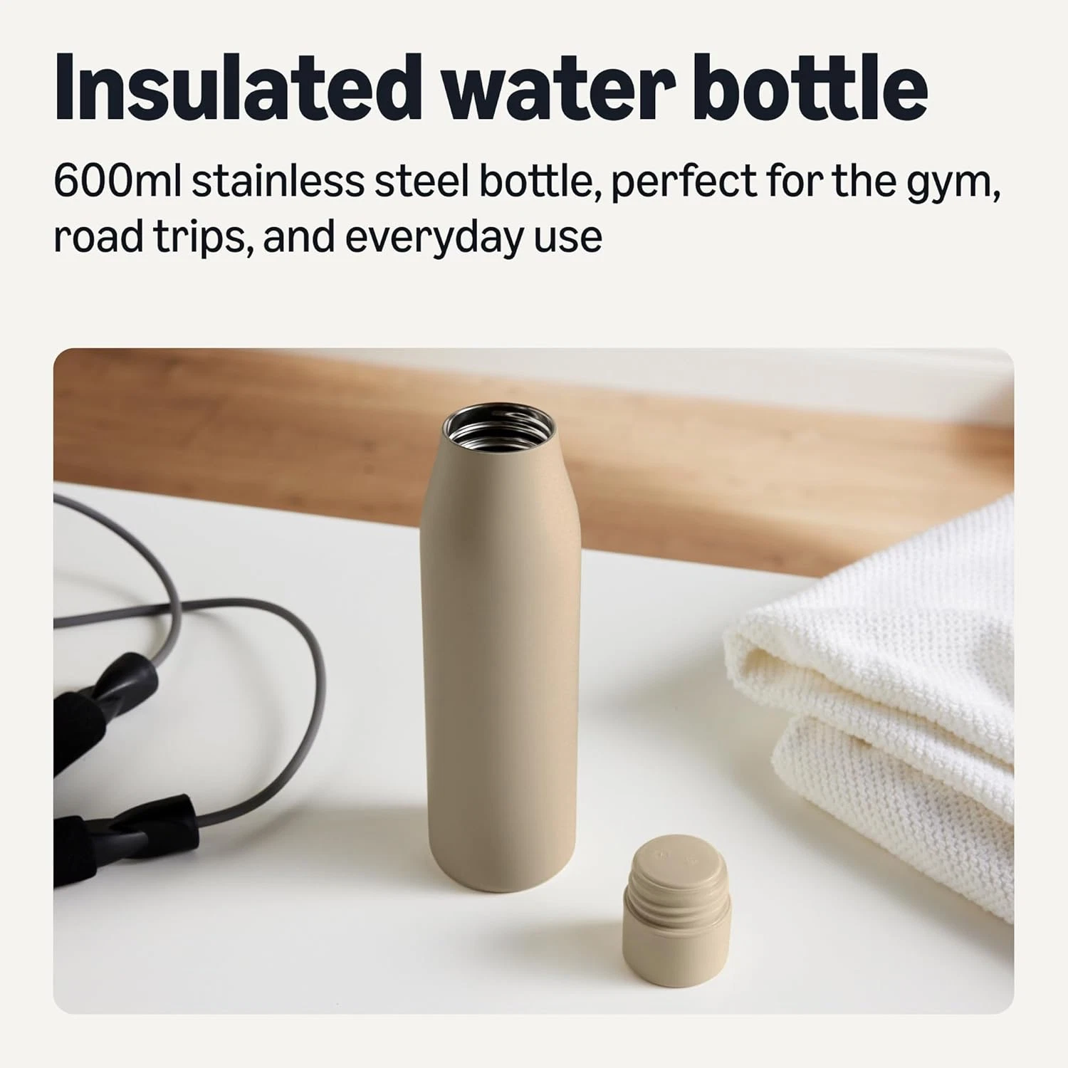 Insulated Stainless Steel Water Bottle Linen Gray