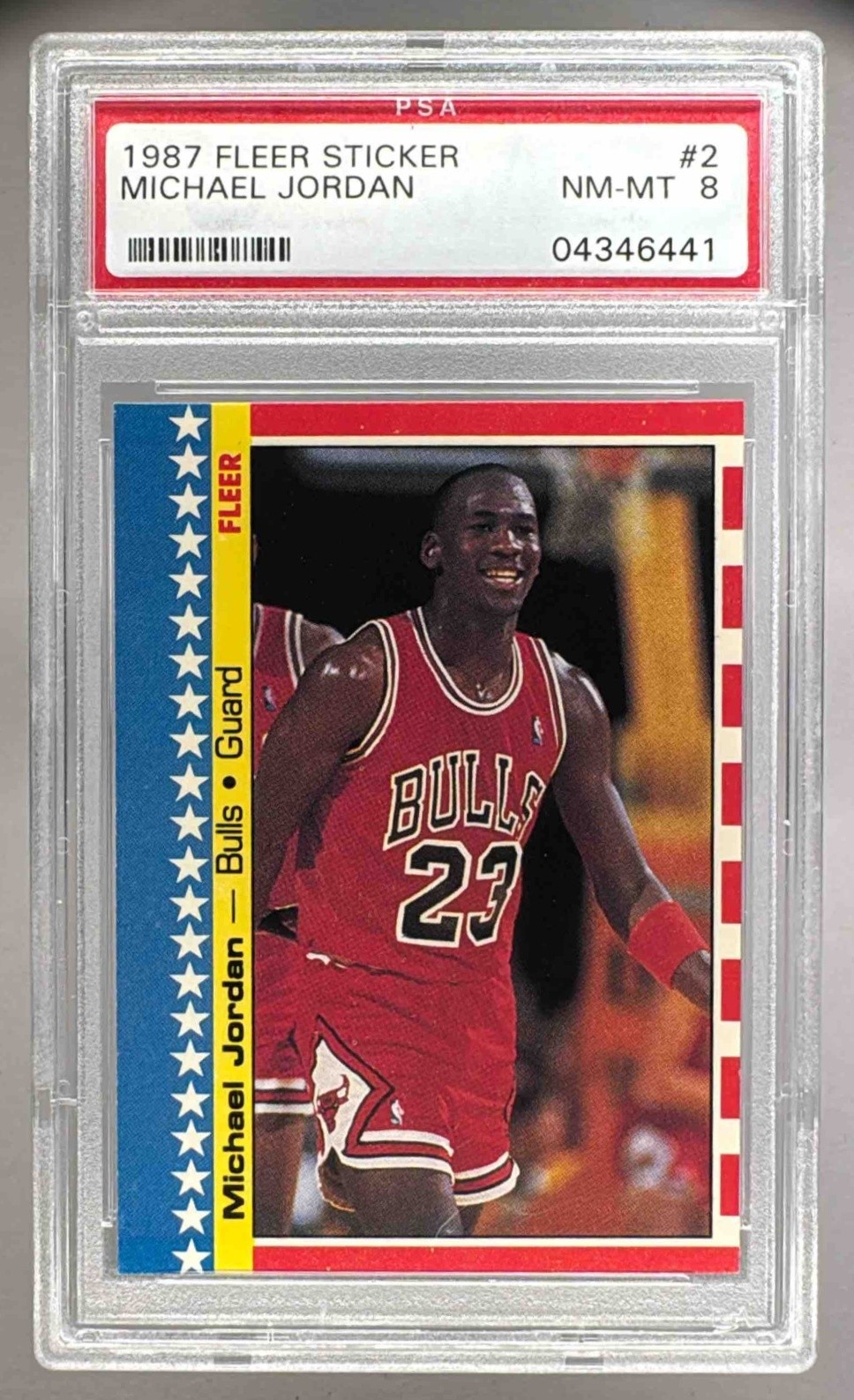 1987 Fleer 2 Michael Jordan Stickers PSA 8 04346441
