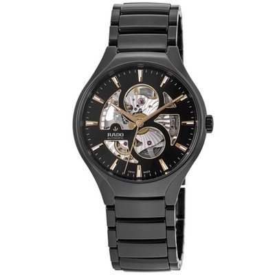 New Rado TRUE Round Automatic Open Heart Black Dial Unisex Watch R27107172