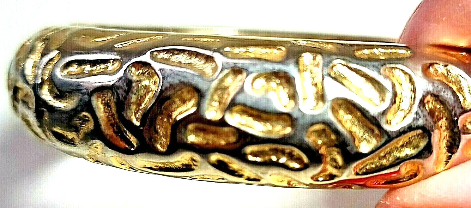 Unsigned Designer Cuff Clamper Bracelet 1980'sEmb… - image 2