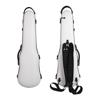 White Carbon fiber Light violin case full size with Duarble handles Back Straps