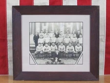 Vintage 1920s Antique Football Team Group Photograph 1922 Leather Helmets Framed