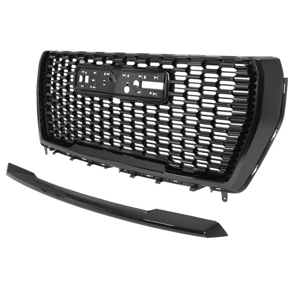 Глянцевая черная передняя решетка и решетка молдинг отделка капота для 2021-2023 GMC Yukon Denali - Изображение 2 из 4