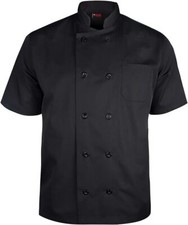 New Chef Jacket PLASTIC BUTTON Coat Black & White Short Sleeve Chef Jackets UK