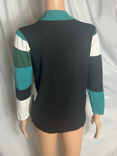 Carol Rose Women’s Vintage Style Color Block Mock Neck Sweater Size M - Picture 3 of 8