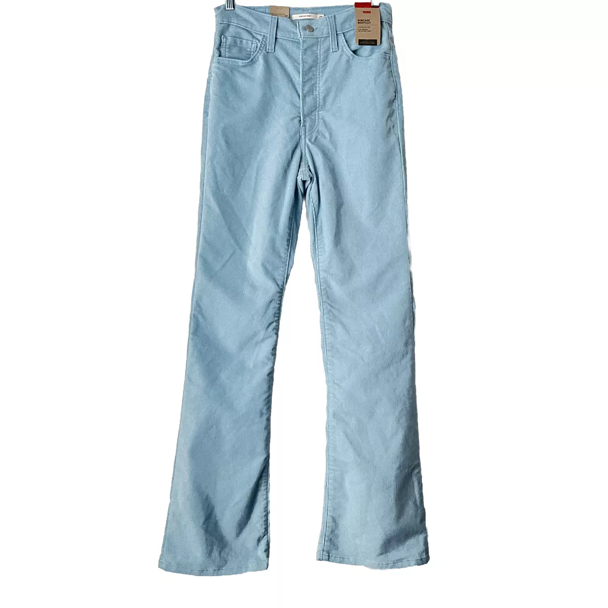 Levi's Corduroy Pants Women Size 29 Light Blue Ribcage Bootcut Y2K Button  Fly
