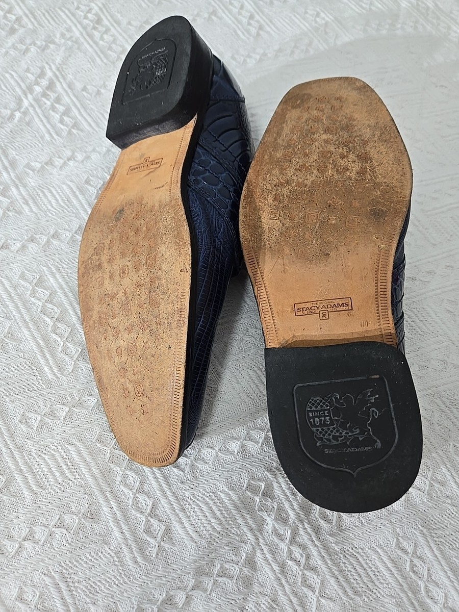 Stacy Adams Mens Navy Leather Crocodile Print Oxford Shoe 10  display picture 1