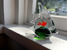 Murano Style Art Glass Tropical Angel Fish Hand Blown Paperweight Bella Casa