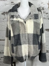 THREAD & SUPPLY One Track Mind Checkered Jacket Black Cream Sz L NWT