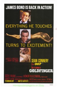 GOLDFINGER-MOVIE-POSTER-Linen-backed-Folded-27x41-Re-release-1980-SEAN-CONNERY