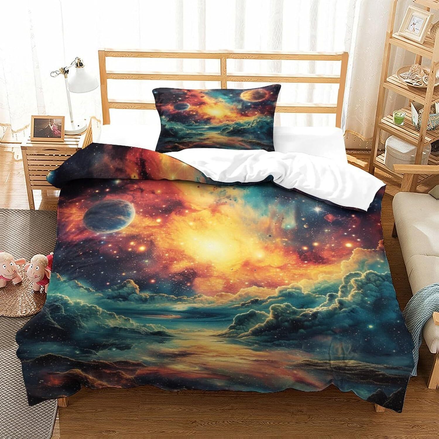 Sky Duvet Cover Set 2 Pcs Outer Space 3D Print with Pillowcase-image