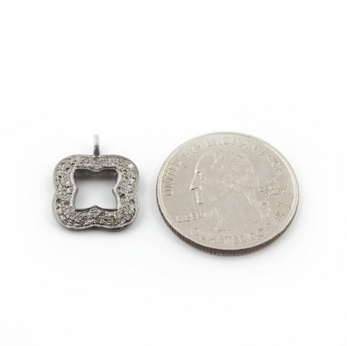 Flower Charm Pendant 925 Silver Charm Pave Diamond Pendant For Christmas Gift's. - Picture 5 of 12