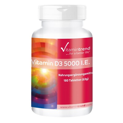 Vitamin D3 5.000 I.E. 180 Tabletten, hochdosiert, Cholecalciferol | Vitamintrend