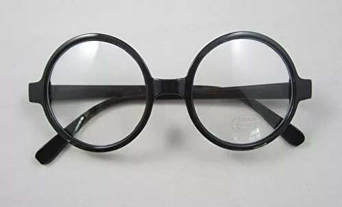 Retro Nerd Fashion Unisex Eyewear Clear Lens Fake Eye Glasses Black ROUND Frame - Picture 1 of 2