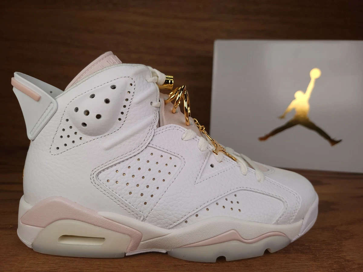 Jordan 6 Retro Women s Shoes Gold Hoops White DH9696 100 Lot Size 11.5 Men s 10