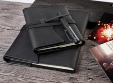 book jacket cover slipcase case bag pocket cow leather customize black H546