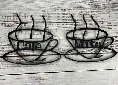 2 cast iron coffee cafe mocha display signs 9 X 9 inches dining barista latte