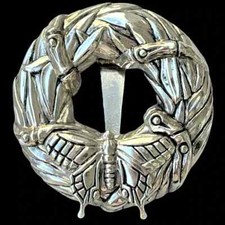 Vintage 1990's Silverplated John Hardy Butterfly Wreath Clip Pin Brooch