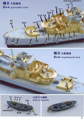 Five Star Model (350035) 1:350 England Destroyer Etched Part for Trumpeter 05331