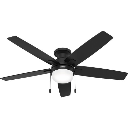 Hunter 52 inch Anisten Matte Black Low Profile Ceiling Fan with LED Light Kit - 第 1/15 張圖片
