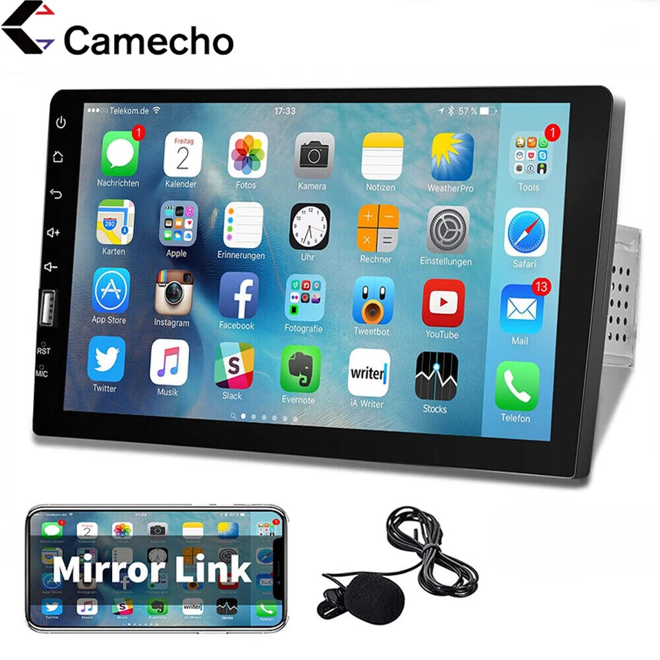 1 DIN Autoradio Mit Bluetooth 9'' HD Touchscreen USB FM für Android/iOS-Handy FM