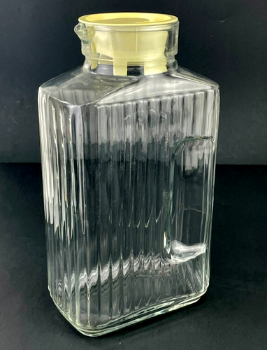 Vintage Arcoroc France Retro Ribbed 2 Qt Refrigerator Glass Pitcher with Lid - Picture 2 of 9