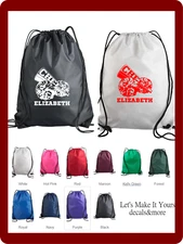 CHEER CHEERLEADER PERSONALIZED W/ NAME CINCH SACK DRAWSTRING BACKPACK SCHOOL BAG