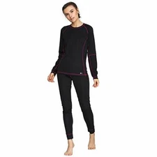 Women's Thermal Base Layer Winter Set Underwear Sports Fitness Workout,S,violet