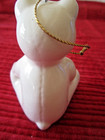 Vintage Lucie Sable 3" WHITE TEDDY BEAR porcelin Christmas Ornament Figurine — photo 5