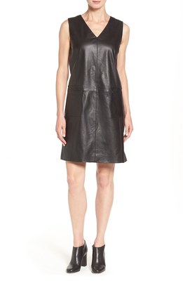 New Halogen Black Leather Shift Sleeveless Women Dress S $299 | eBay