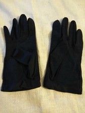 Ladies Vintage Dress Gloves 1 Pair Navy Blue Fabric- Short Length