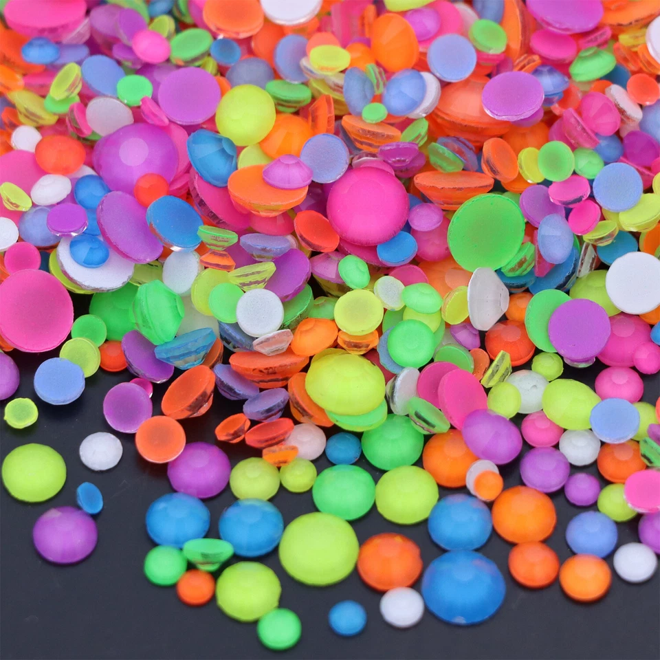 Neon Rhinestones Non Hotfix Flatback Stones Luminous Fluorescence Crystals - Image 2 of 4