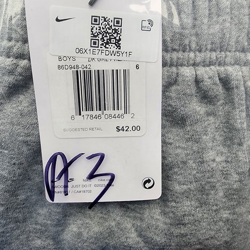 Nike Boys' Little Fleece Jogger Pants Grey Black 86D948-042 Size 6 NWT - Picture 3 of 4