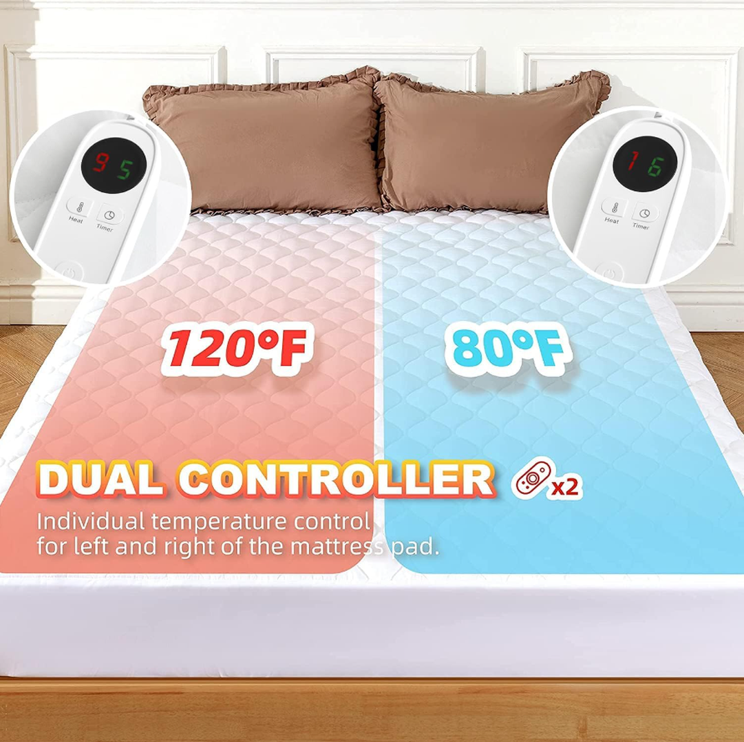 Heated Pad 9 Heat Settings Controller Quilted Electric Mattress, King