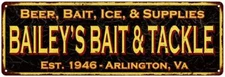 BAILEY'S BAIT & TACKLE Vintage Looking Metal Sign Home Decor 106180032004