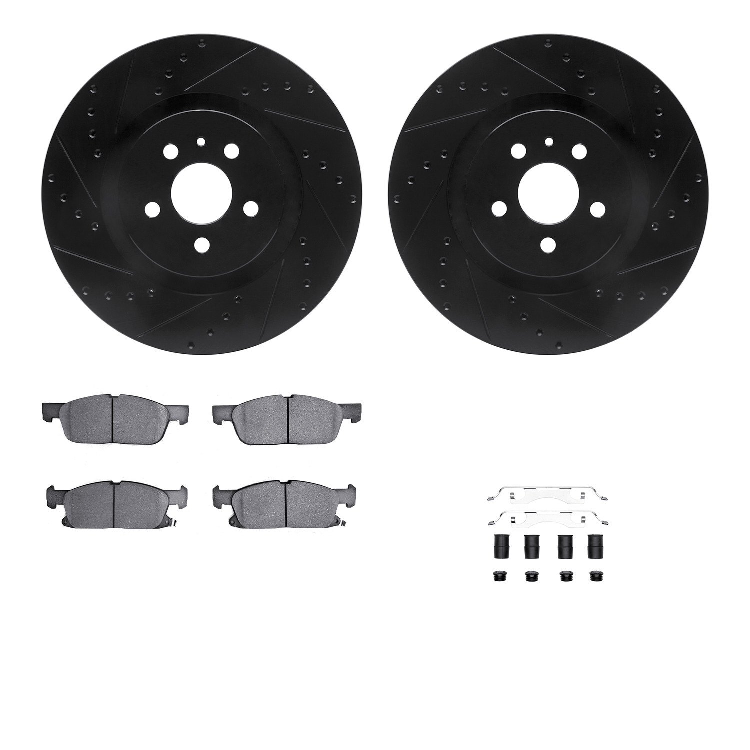 For Ford Fusion 17-19 Drilled & Slotted Front Brake Kit w Optimum Pads