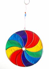 Suncatcher Fensterbild D=14 cm Mandala Regenbogenfarben BALI leuchtende Farben