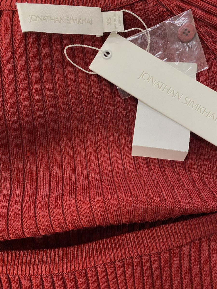 Robe Rouge Jonathan Simkhai - Coupe Côtelée, Détails Découpés - Taille XS - Occasion Parfait état