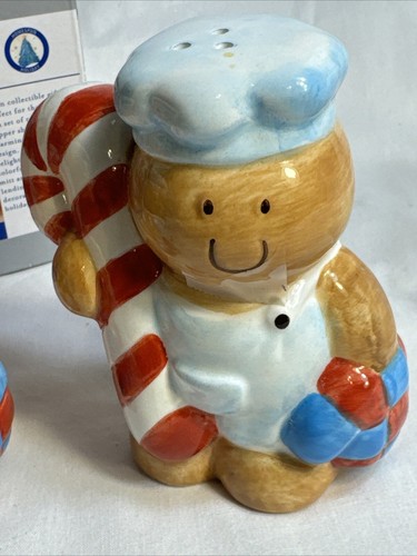 Baker Gingerbread Men with Candy Cane Set Salt N Pepper Shakers China NOS - Picture 3 of 7