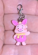 Piglet From Winnie The Pooh Charm Zipper Pull  Keychain Add On Clip 