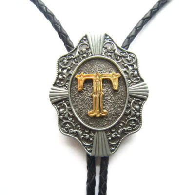 Initial Letter ''T'' Western Cowboy Rodeo Bolo Tie