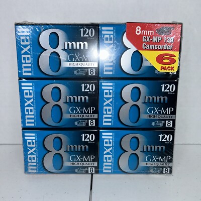 Maxwell 8mm GX-MP Lot of 6  Quality Camcorder Videotape 120 - NEW & Sealed