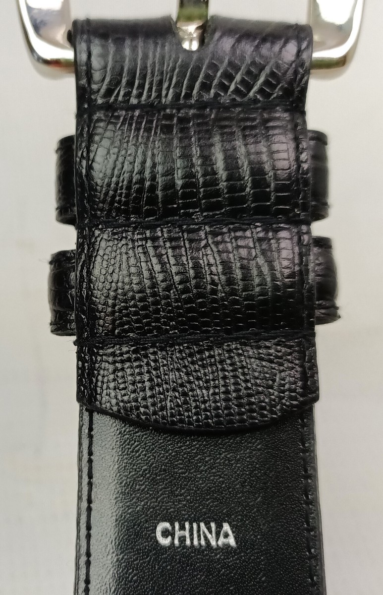 Kenneth Cole Belt Genuine Italian Leather Black & Silver Belt Size M Kenneth Cole Mens Belt Genuine Leather Size M Silver Tone  main image 2