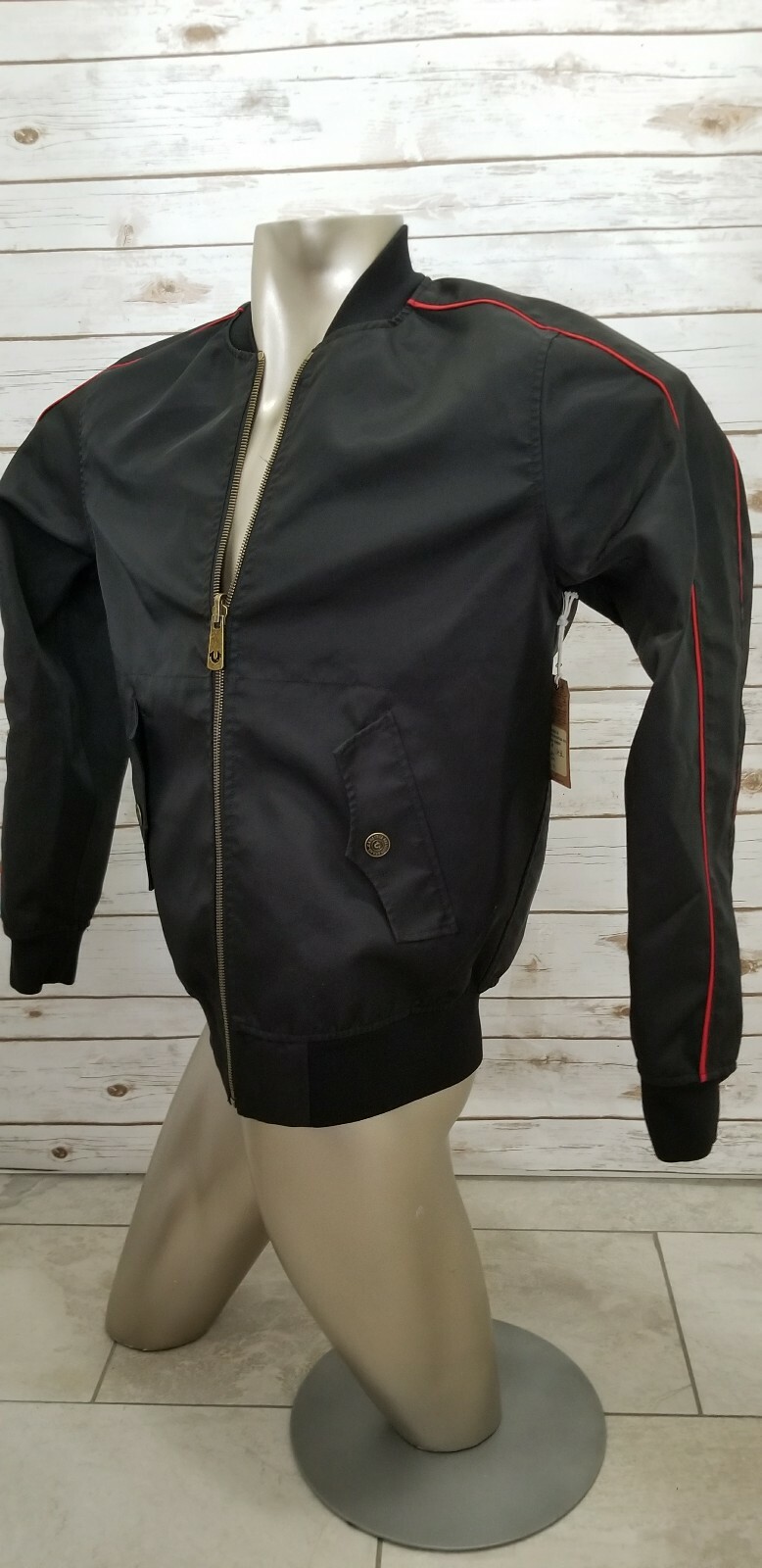 TRUE RELIGION MEN'S BLACK VINTAGE RED REVERSIBLE BOMBER MED NWT image 4