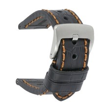 22mm Grain Leather Strap Black Watch Band for INVICTA Heavy Duty Buckle Copper