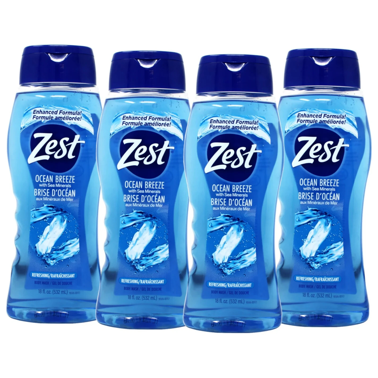 Zest Ocean Breeze Body Wash 18oz 4-Pack
