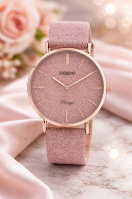 Armbanduhr, VINTAGE, OOZOO, Damen, Leder-Armband, old pink
